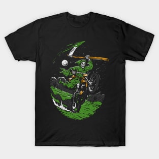 Grime Reaper Skeleton on a Motorcycle T-Shirt